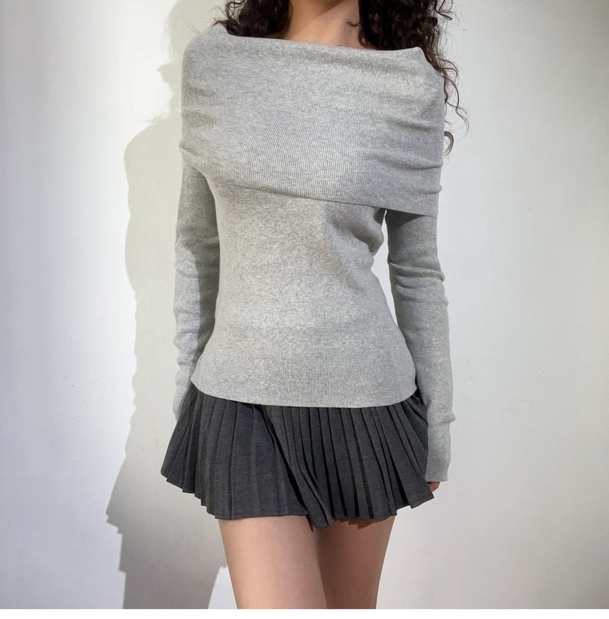Off-Shoulder Long-Sleeve Knit Top