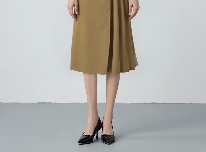 Ruffle Blouse & Midi A-Line Skirt Set