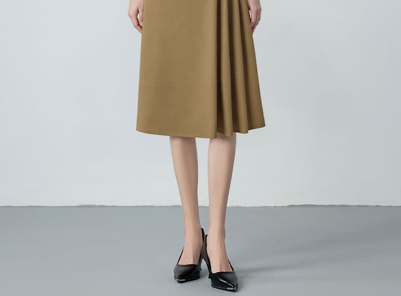 Ruffle Blouse & Midi A-Line Skirt Set