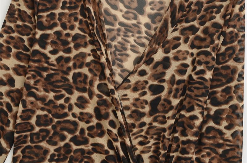 Leopard Wrap V-Neck Crop Top