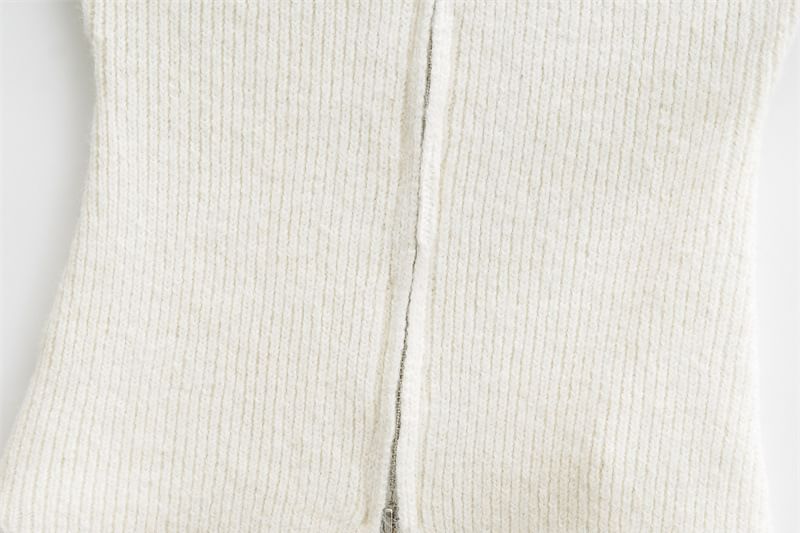 Cropped Knit Tube Top with Side Slit and Zip