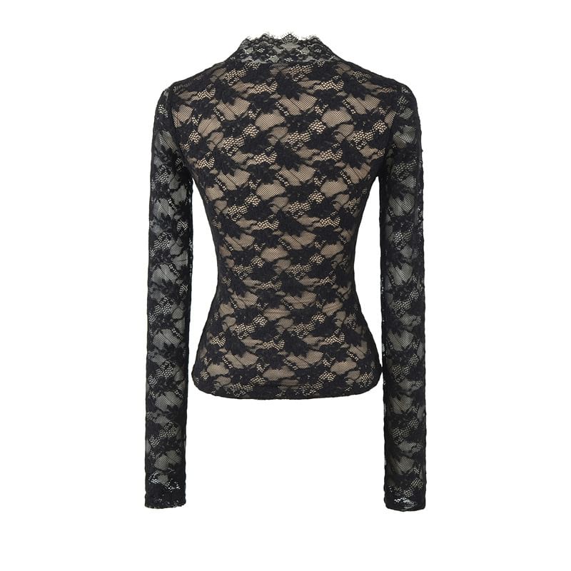 Lace V-Neck Slim Crop Top
