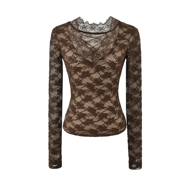 Lace V-Neck Slim Crop Top