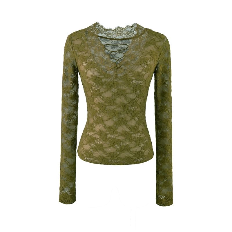 Lace V-Neck Slim Crop Top