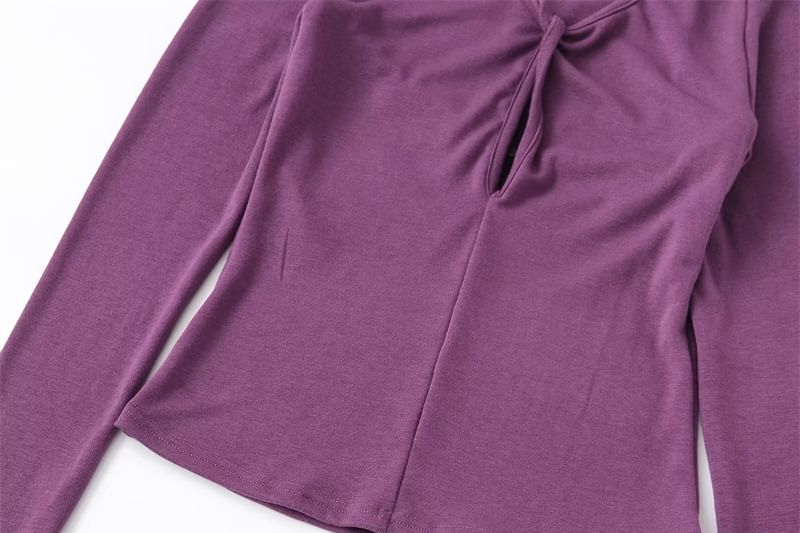 Sheer Insert V-Neck Cropped Tee with Lace Details