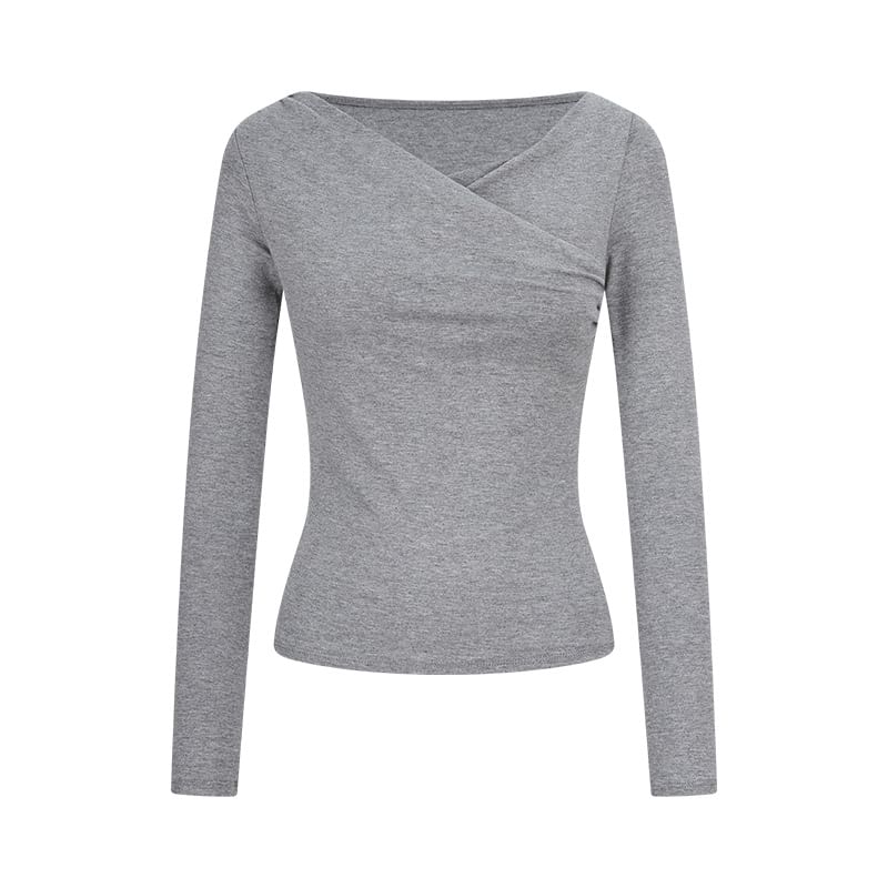 Cold Shoulder Long Sleeve Fitted Basic Shirt