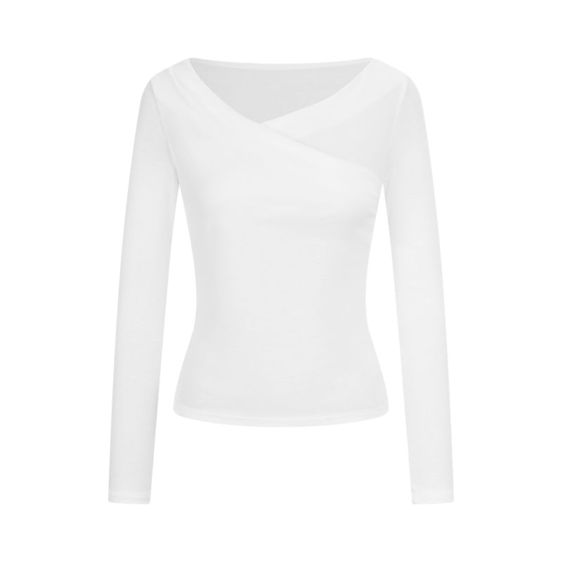 Cold Shoulder Long Sleeve Fitted Basic Shirt