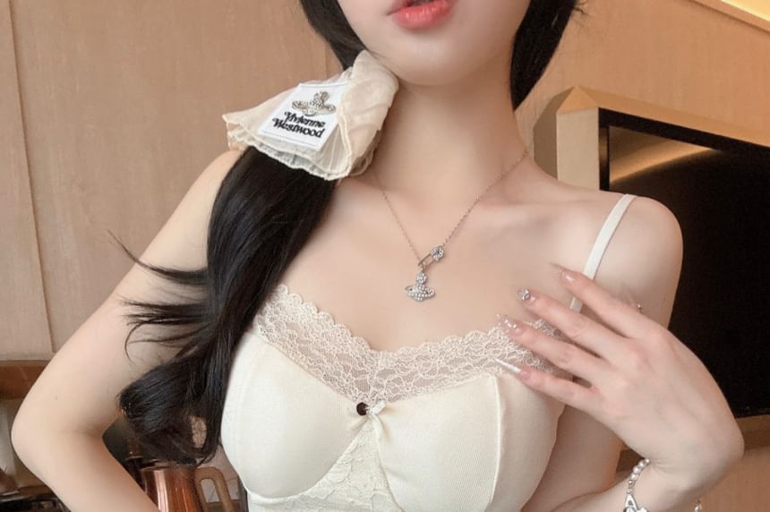 Lace Trim V-Neck Padded Crop Camisole