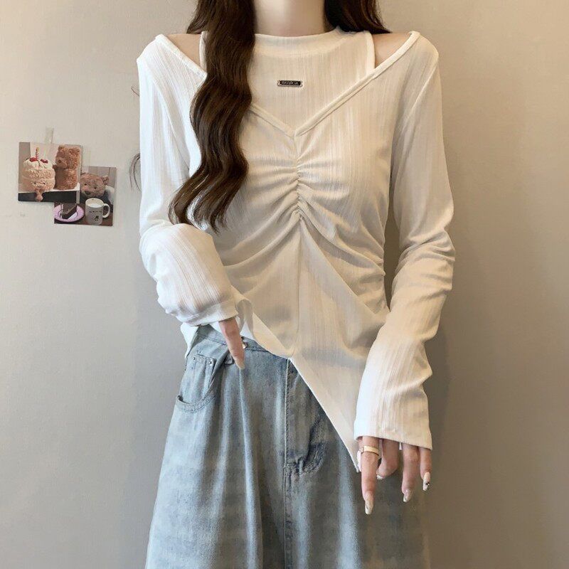 Asymmetric Cold-Shoulder Long Sleeve Tee