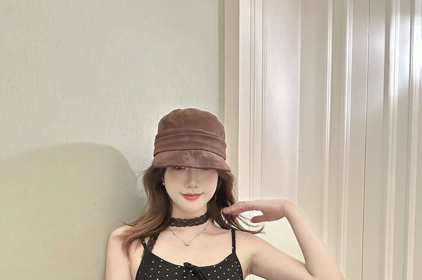 Polka Dot Camisole with Ruffled Hem and Scoop Neckline