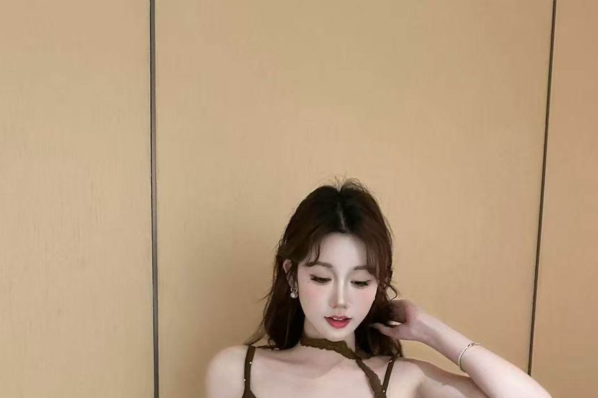 Polka Dot Camisole with Ruffled Hem and Scoop Neckline