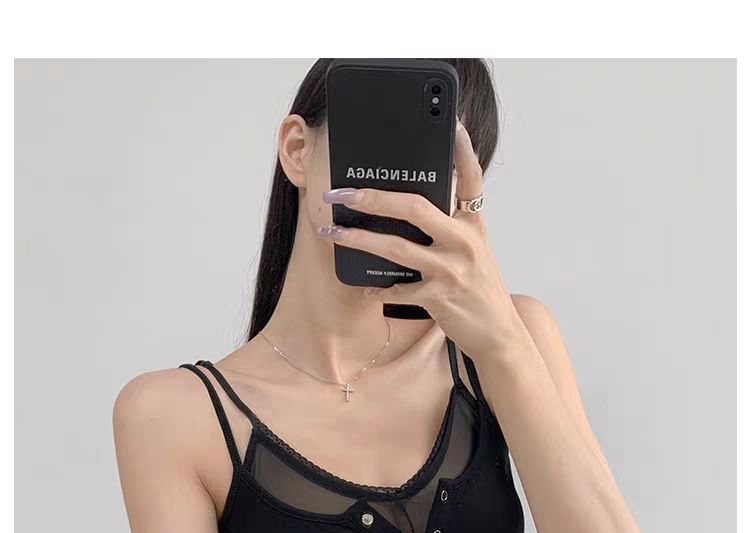 Mesh Insert Faux Layered Slim Camisole