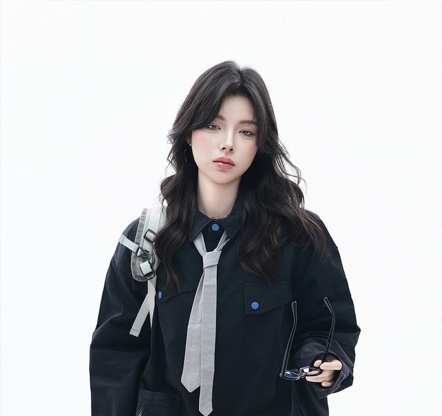 Oversized Collared Long-Sleeve Shirt