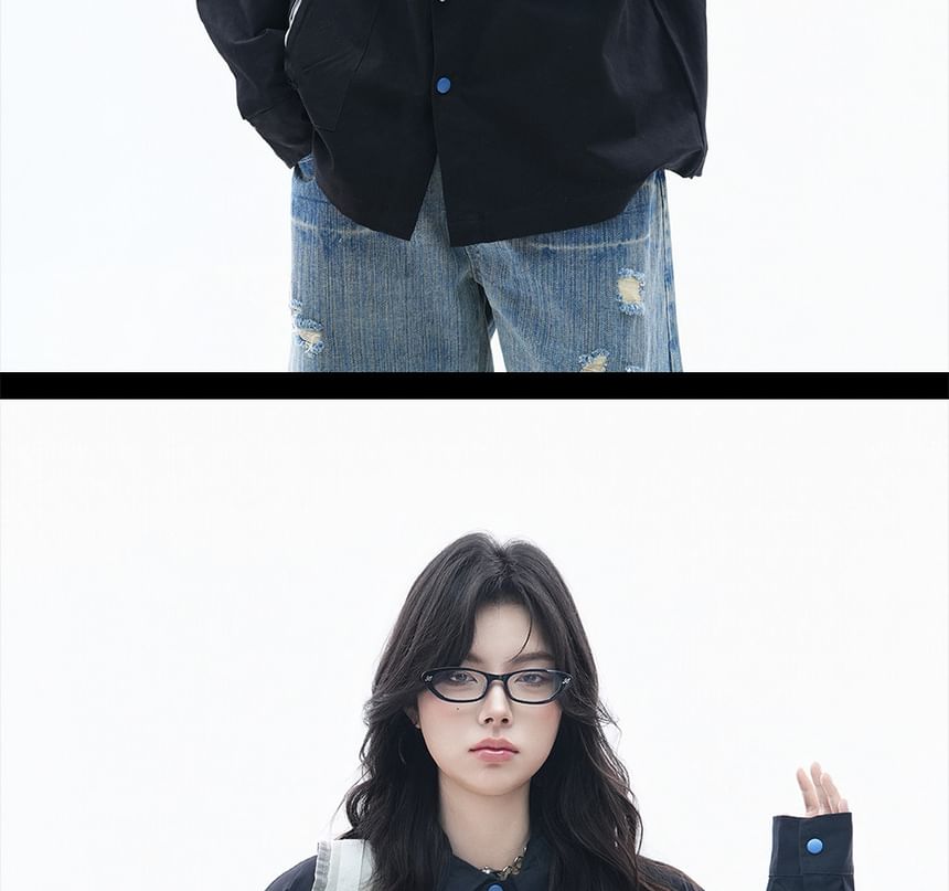 Oversized Collared Long-Sleeve Shirt