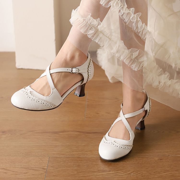Low Heel Brogue D'Orsay Sandals