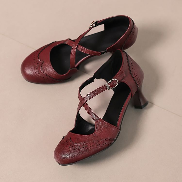 Low Heel Brogue D'Orsay Sandals