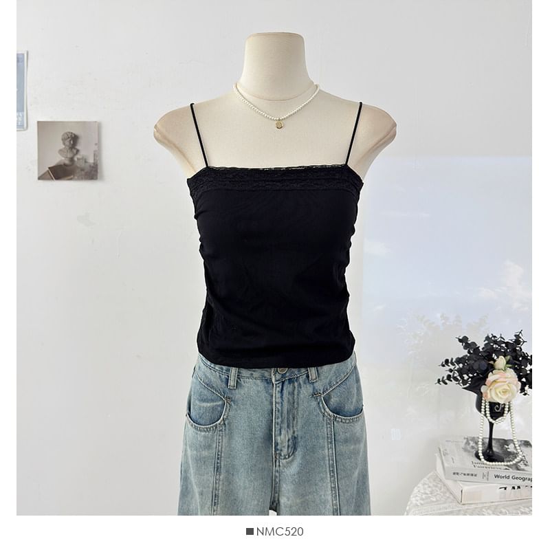 Lace Panel Ruched Camisole Top