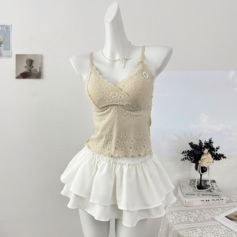 V-Neck Lace Slim-Fit Camisole Top