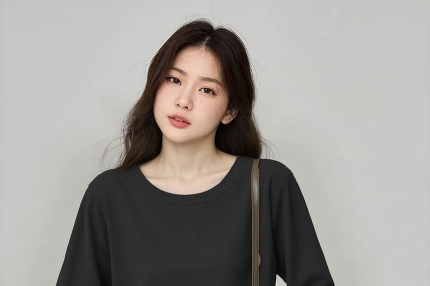 Ruffle Round Neck Top with Long Sleeves