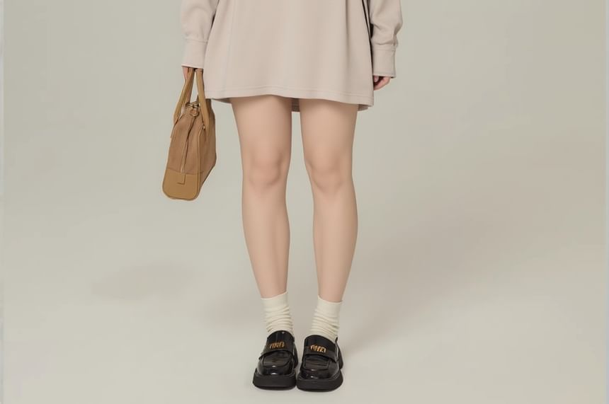 V-Neck Slit Tee with Long Sleeves