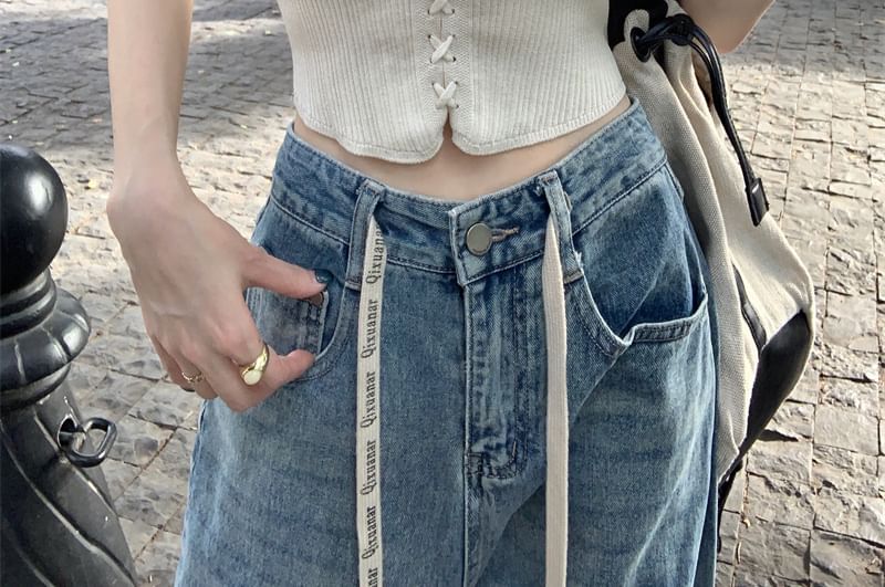 Cap Sleeve V-Neck Lace Up Ribbed Knit Top