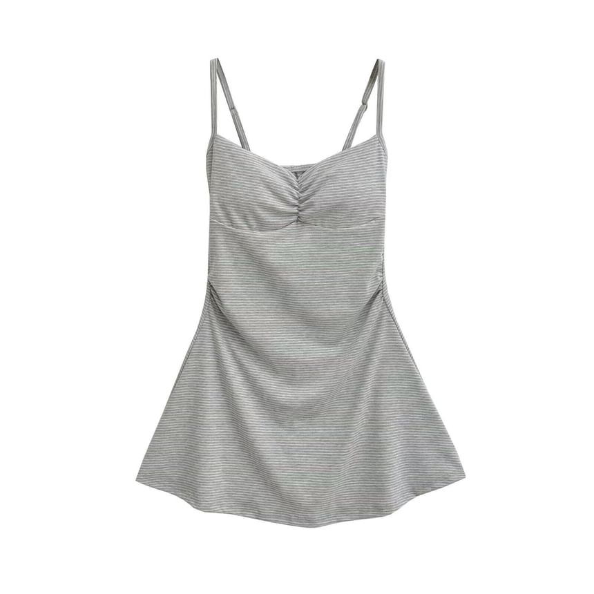 Set: Spaghetti Strap Striped Mini A-Line Dress + Shorts
