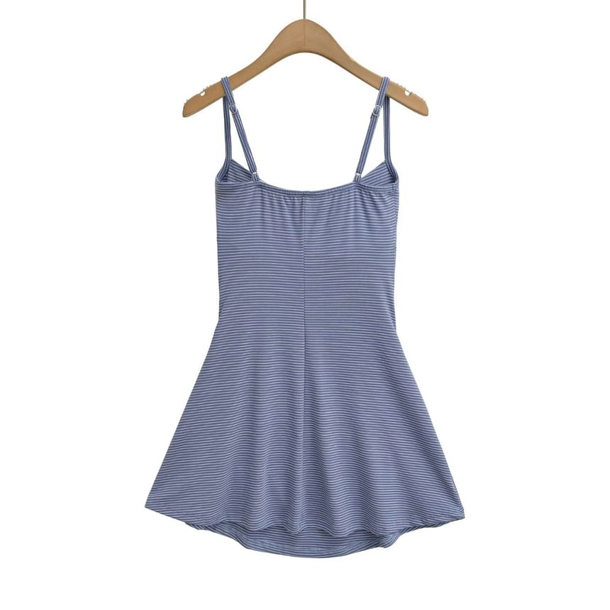 Set: Spaghetti Strap Striped Mini A-Line Dress + Shorts
