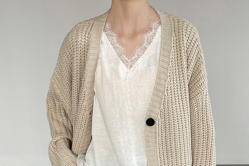 Sleeveless Lace Panel Asymmetrical Long Top