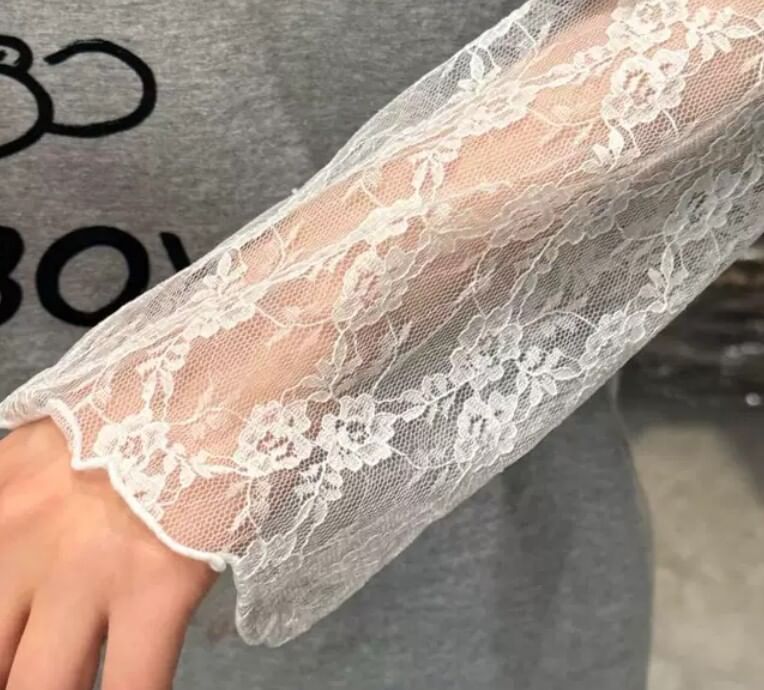 Long Sleeve Mock Neck Lace Top