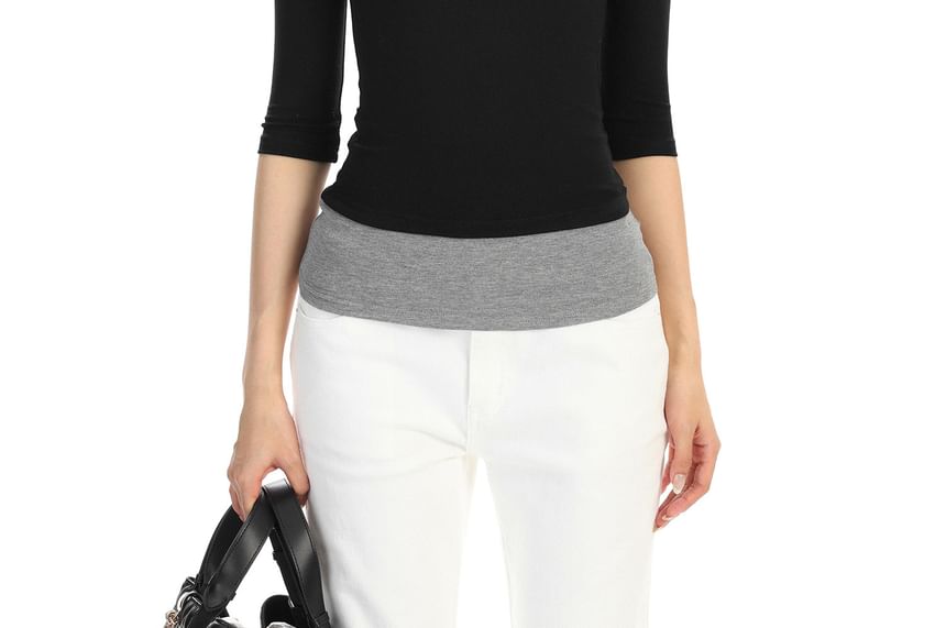 Two-Tone Notch Neck Slim-Fit Tee with Mock Layers