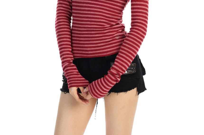 Striped Scoop Neck Slim-Fit Long-Sleeve Tee
