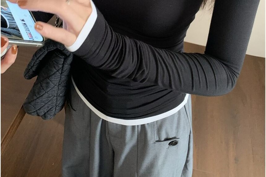 Scoop Neck Two-Piece Long Sleeve Tee