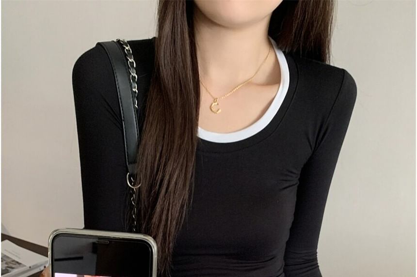 Scoop Neck Two-Piece Long Sleeve Tee