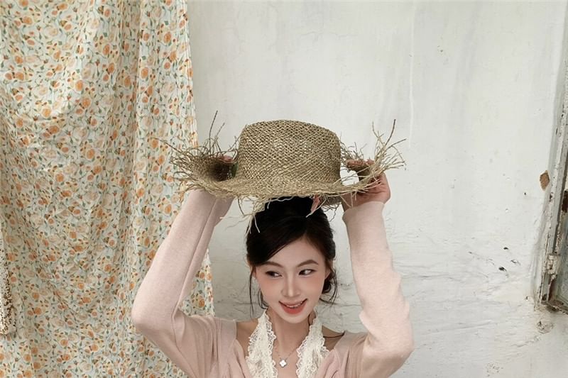 Cold Shoulder Mock Two Piece Lace Knit Top