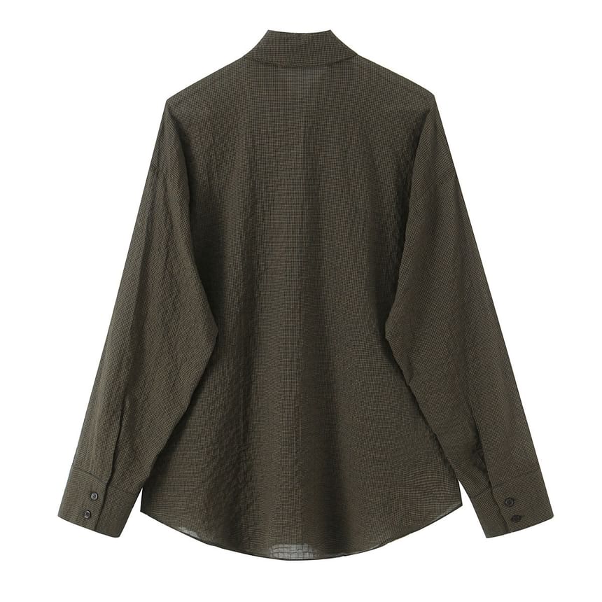 Tie Front Plaid Shirt Long Sleeve