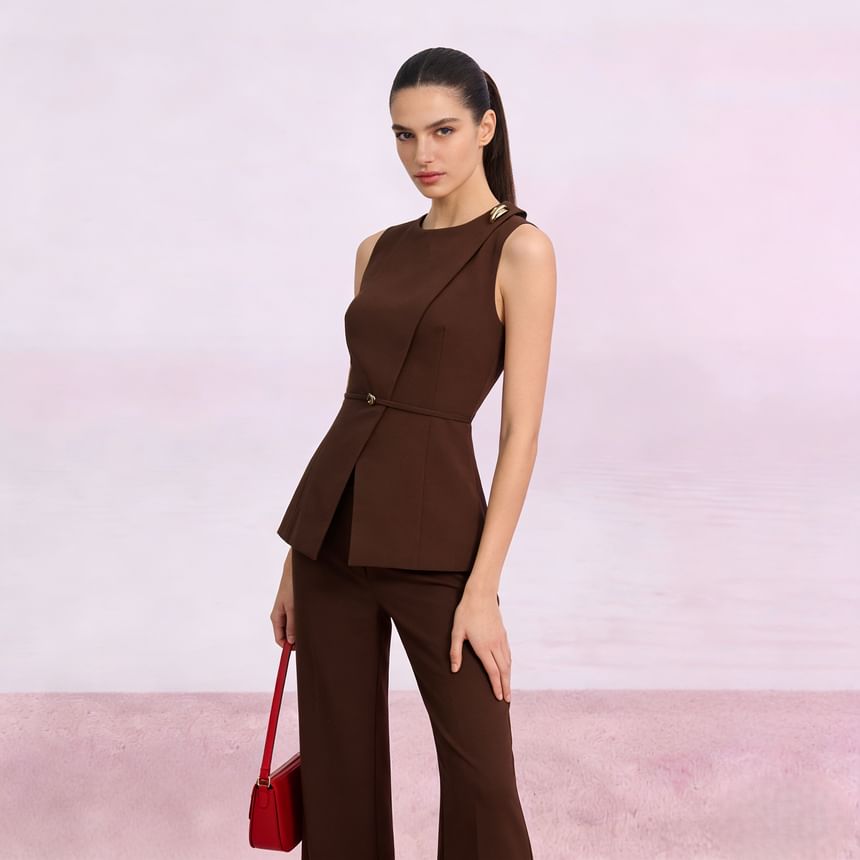 Asymmetrical Top & Wide Leg Pants Set