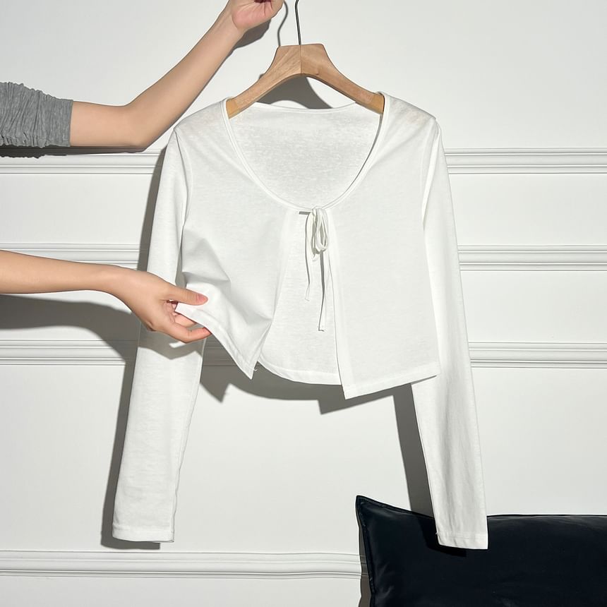 Lace Panel Ruched Camisole & Tie Front Crop Cardigan Set