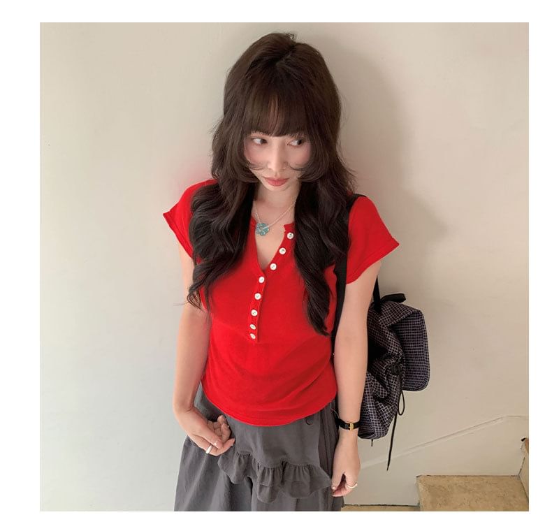 Slim-Fit Notch Neck Short-Sleeve Tee