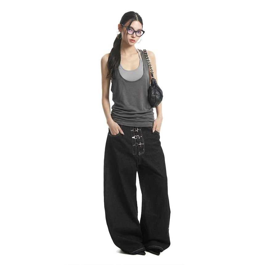 Mock Two-Piece Halter Tank with Racerback