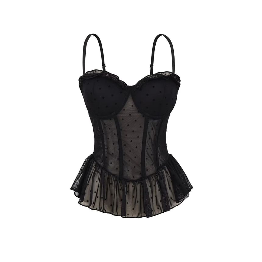 Ruffle Camisole with Polka Dot Pattern