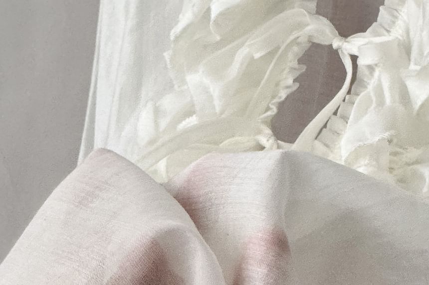 Plunging Lace Crop Top with Long Sleeves