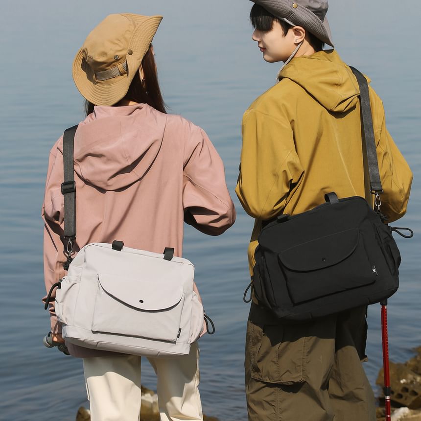 Color Panel Canvas Shoulder Bag
