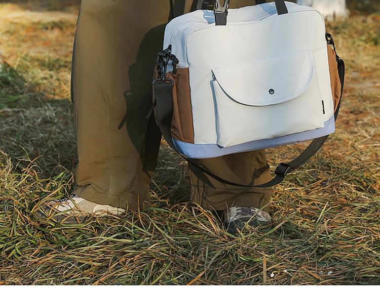 Color Panel Canvas Shoulder Bag
