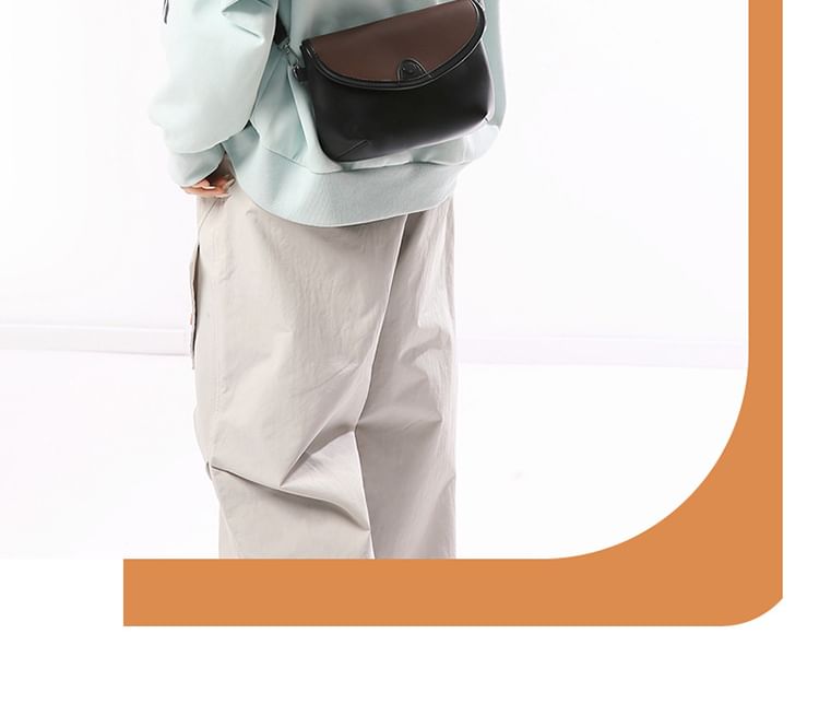Zip Faux Leather Shoulder Bag