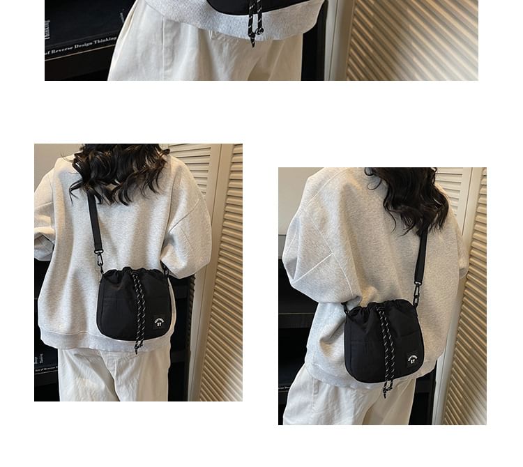 Color Panel Drawstring Bucket Bag