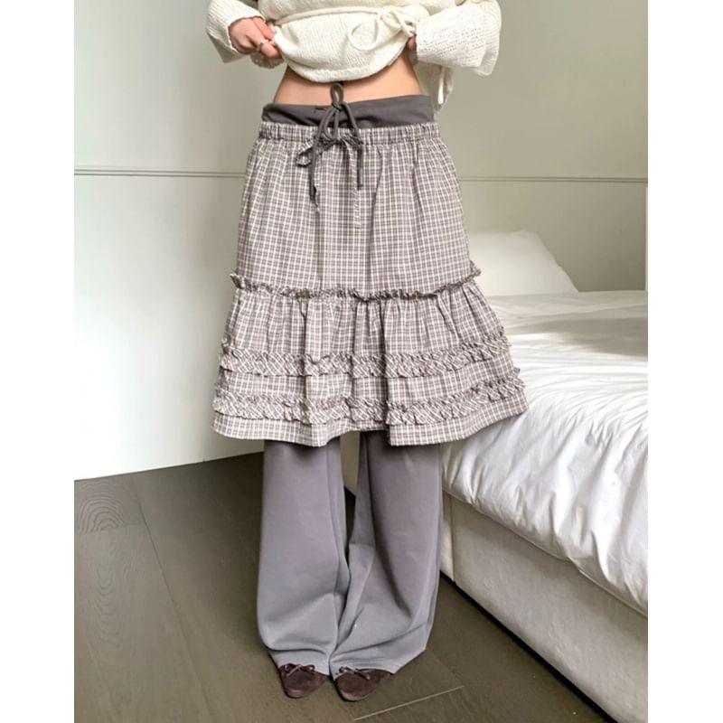 Mid-Waist Plaid A-Line Skirt - Altfashion Shop