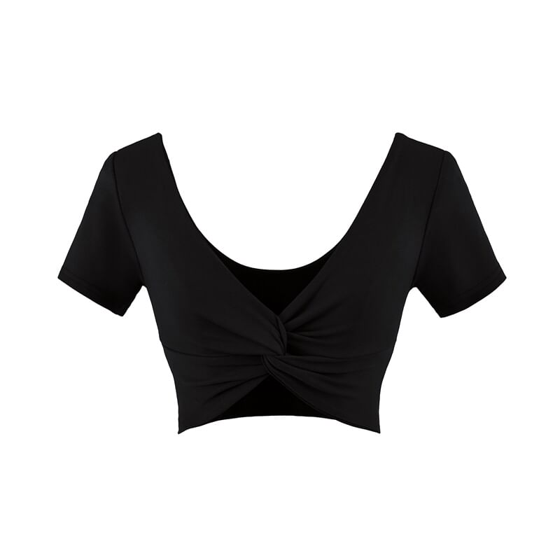 Twisted V-Neck Crop Top - Short Sleeve