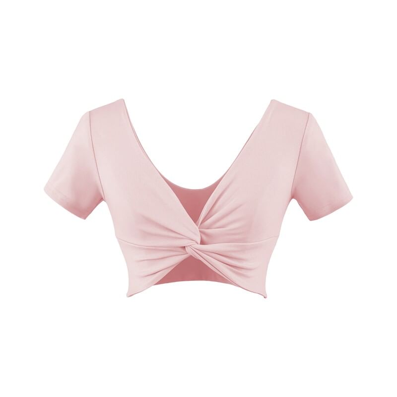 Twisted V-Neck Crop Top - Short Sleeve
