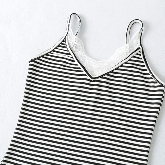 Striped V-Neck Camisole - Spaghetti Strap