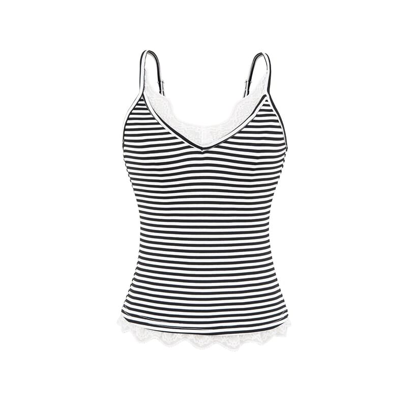 Striped V-Neck Camisole - Spaghetti Strap